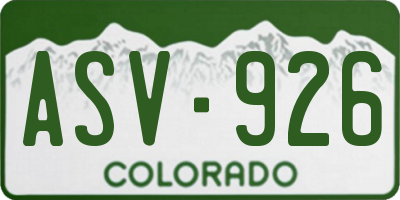 CO license plate ASV926