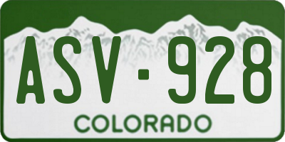 CO license plate ASV928