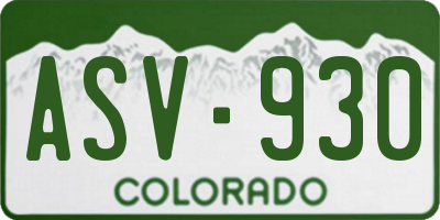CO license plate ASV930