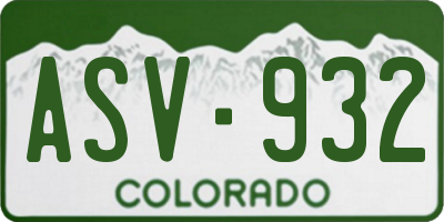 CO license plate ASV932