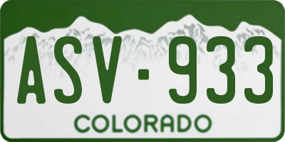 CO license plate ASV933