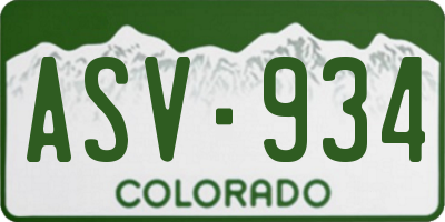 CO license plate ASV934