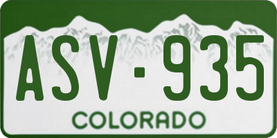 CO license plate ASV935