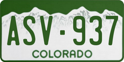 CO license plate ASV937