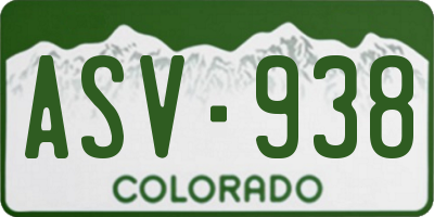 CO license plate ASV938