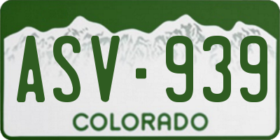 CO license plate ASV939