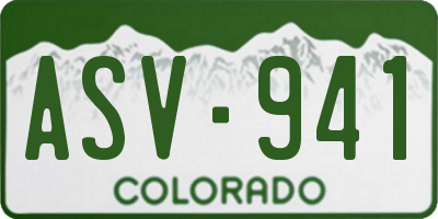 CO license plate ASV941