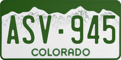 CO license plate ASV945