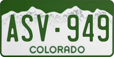 CO license plate ASV949