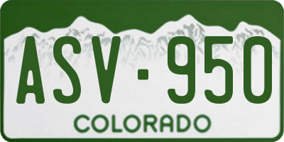 CO license plate ASV950