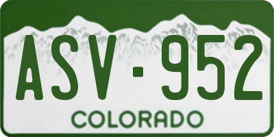 CO license plate ASV952