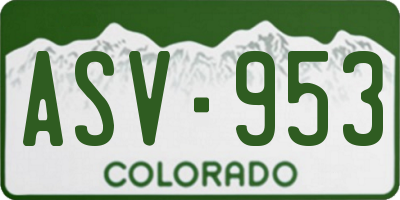 CO license plate ASV953