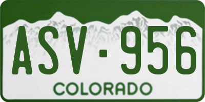 CO license plate ASV956