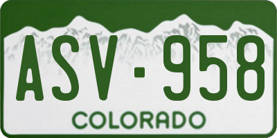 CO license plate ASV958