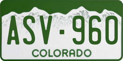 CO license plate ASV960