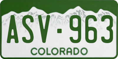 CO license plate ASV963