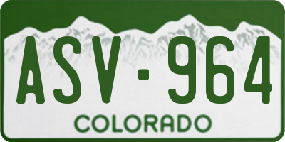 CO license plate ASV964