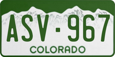 CO license plate ASV967