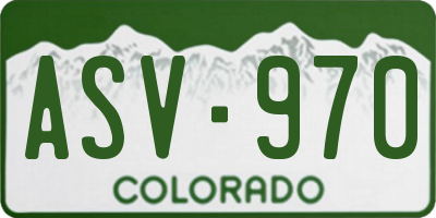 CO license plate ASV970