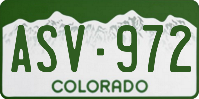 CO license plate ASV972