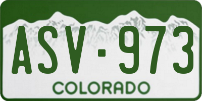 CO license plate ASV973