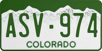 CO license plate ASV974