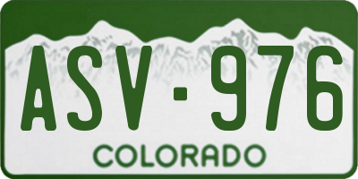 CO license plate ASV976