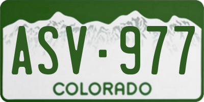 CO license plate ASV977