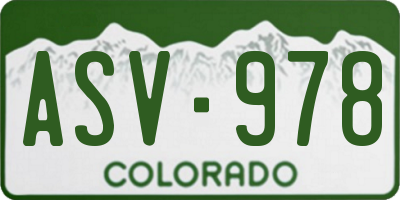 CO license plate ASV978