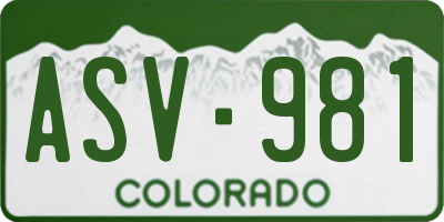 CO license plate ASV981