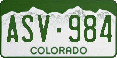 CO license plate ASV984