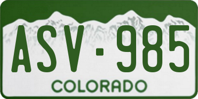 CO license plate ASV985