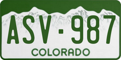 CO license plate ASV987