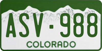 CO license plate ASV988