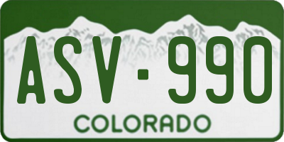 CO license plate ASV990