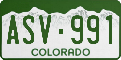 CO license plate ASV991