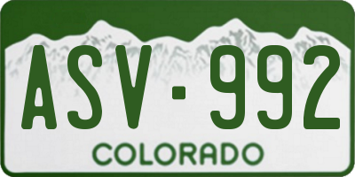 CO license plate ASV992