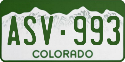 CO license plate ASV993