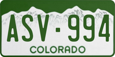 CO license plate ASV994