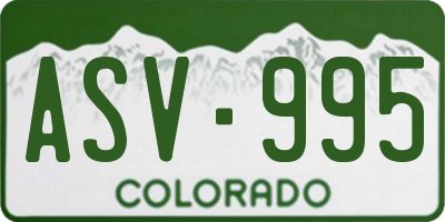 CO license plate ASV995