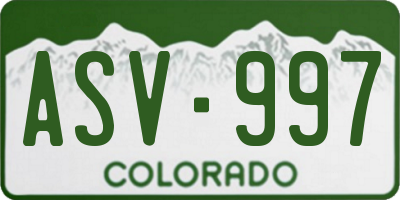 CO license plate ASV997