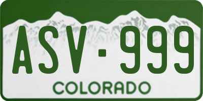 CO license plate ASV999