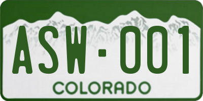 CO license plate ASW001