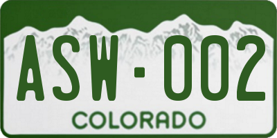 CO license plate ASW002