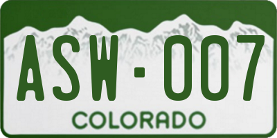 CO license plate ASW007