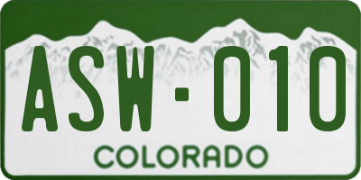 CO license plate ASW010