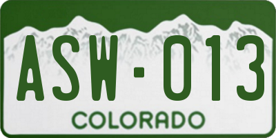 CO license plate ASW013