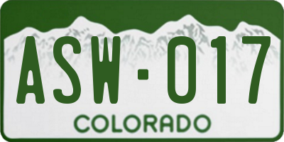 CO license plate ASW017