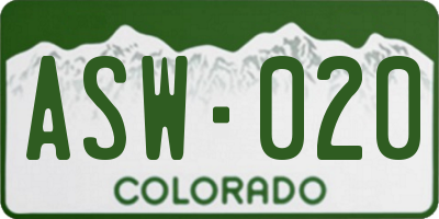CO license plate ASW020