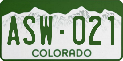CO license plate ASW021